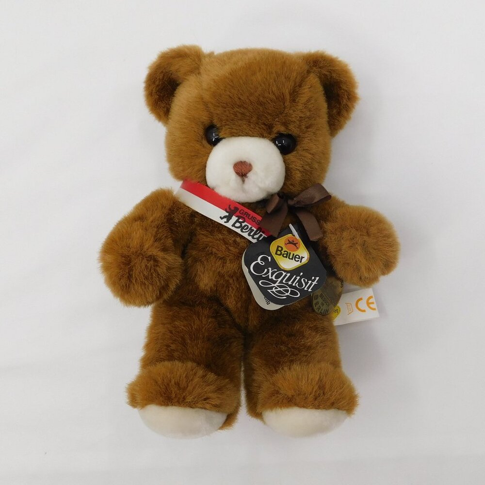 Vintage Gruss Aus Berlin Bauer "Exquisit" Brown Teddy Bear Plush w/ Sash & Pin